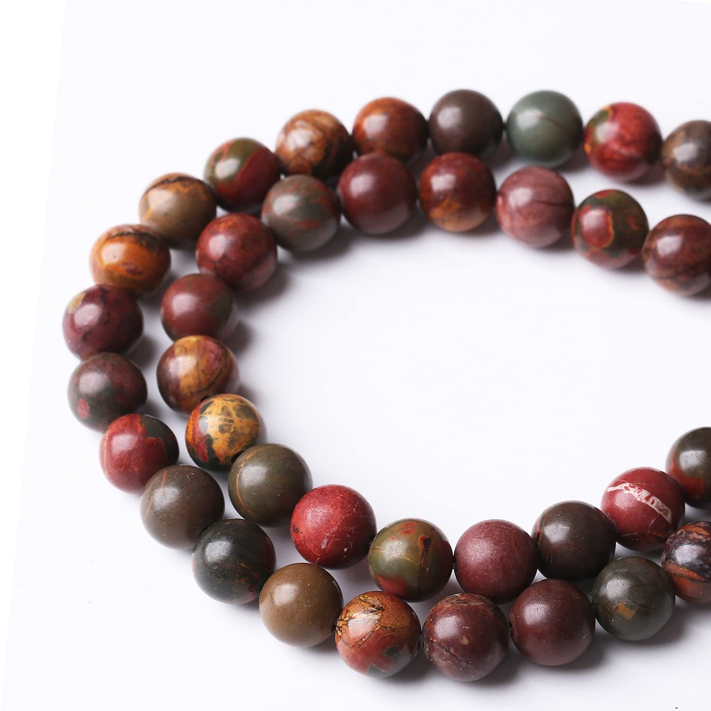 60PCS 6MM Natural Picasso Jasper Round Loose Stone Beads for Jewelry Making DIY Energy Stone Healing Power Bracelet 15"
