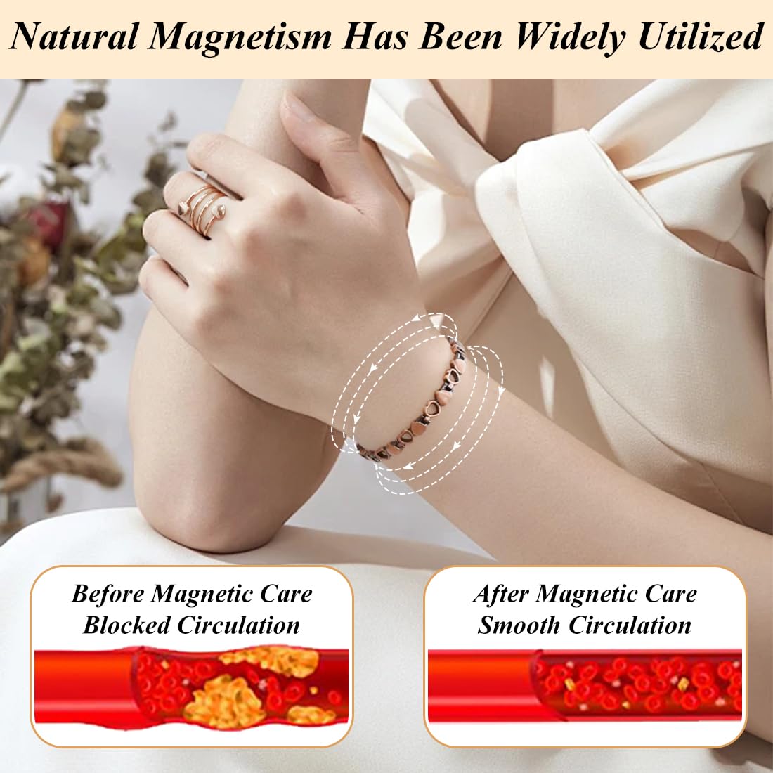 Vicmag Copper Bracelet for Women Ultra Strength Magnetic Bracelets with Effective Magnets 99.9% Pure Copper Jewelry Present with Adjustment Tool