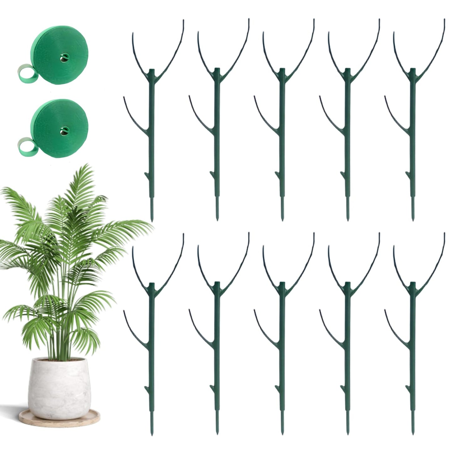 10 Pack Stackable Plant Support Stakes, Stackable Monstera Plant Support Stakes for Indoor Outdoor Plants, Stem Holder Structures Frame, Plant Sticks for Vine Training Stem Stabilization