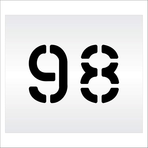 Pavement, Curb, and WheelStop Stencils - 6 inch Double Number Stencil - (98) - 6" x 9" x 1/8" (128 mil) - Pro-Grade