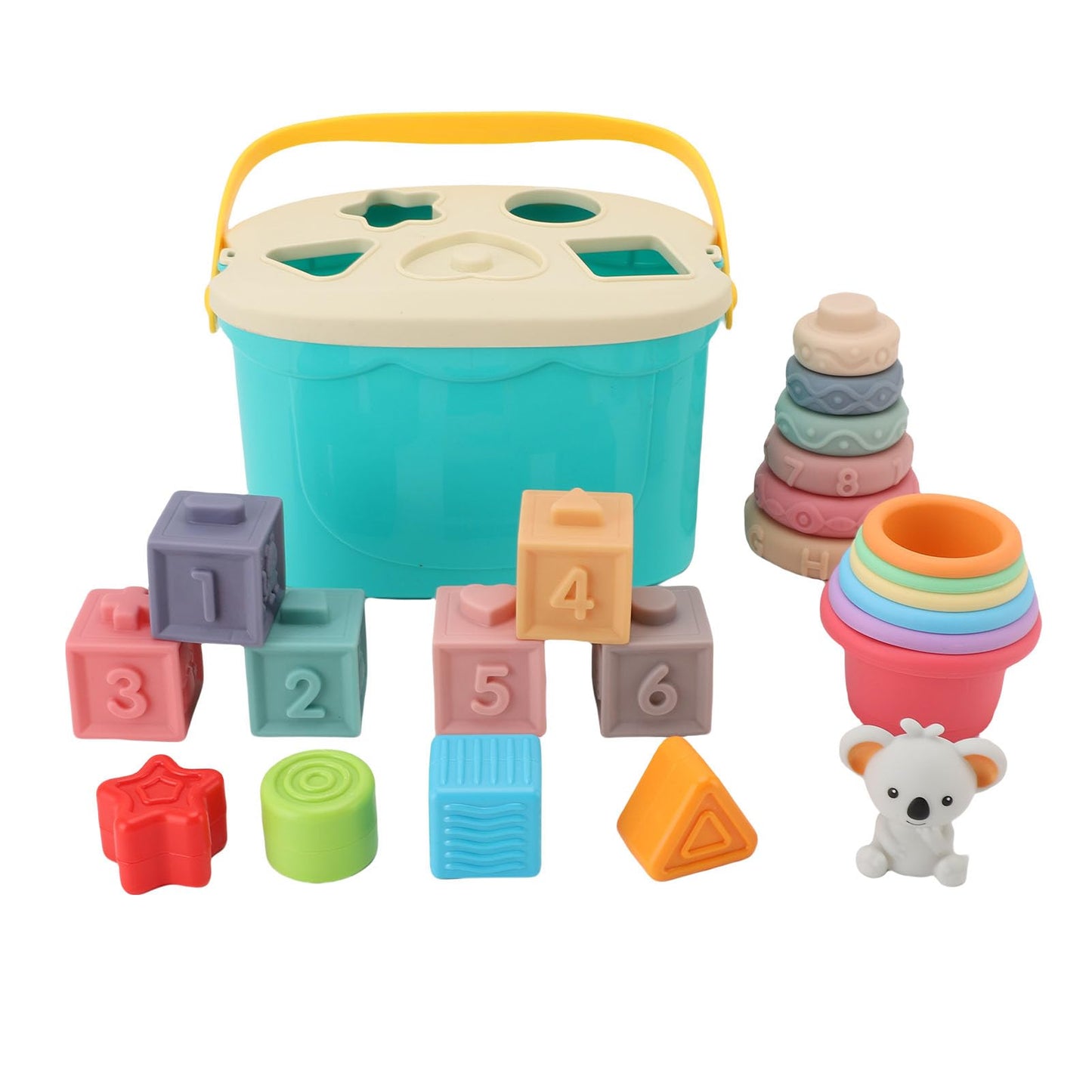 Soft Rubber Stacking Building Blocks for Babies Grip Training Educational Toys for Bath Play, Soft Infant Blocks for Children