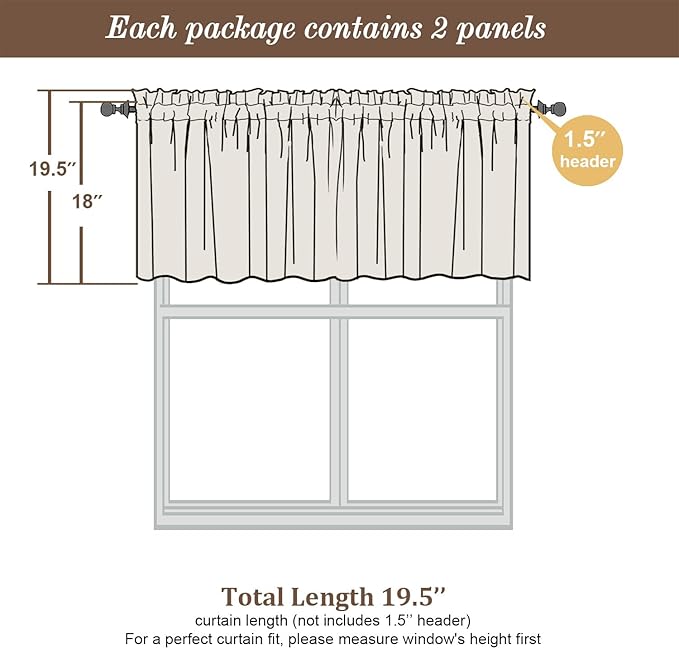 Chyhomenyc Sheer Valances for Windows 2 Pack, Small Window Curtains for Living Room Bathroom Cafe Laundry Basement, Modern Top Dual Rod Pocket Voile Curtain, 42W x 18L inches, Pink