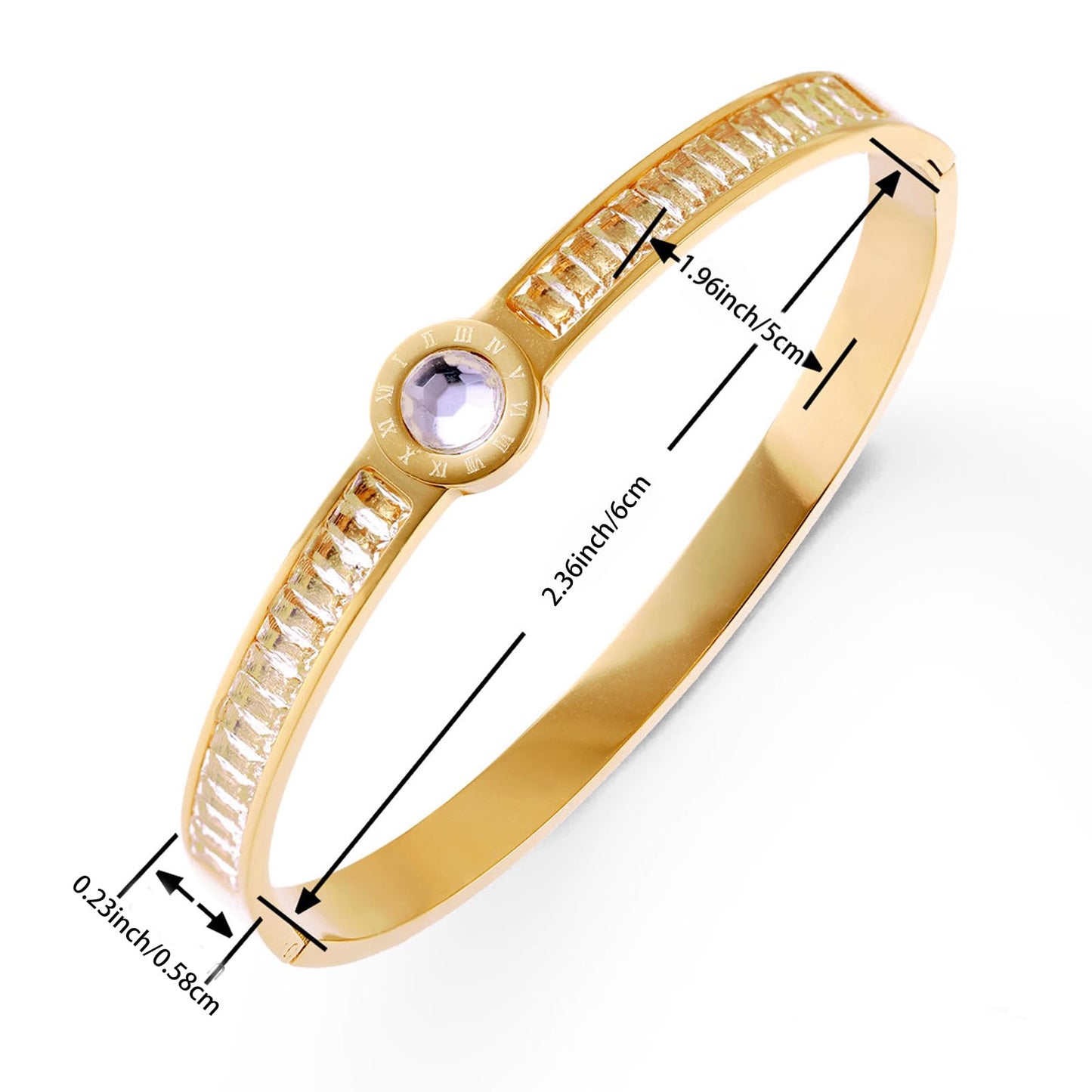 Vbvbip 18K Gold Plated 316L Stainless Steel Bracelets Bangle Collection - 12 Unique Designs + Matching Diamond-Accent Titanium Steel Chain, Gift for Women