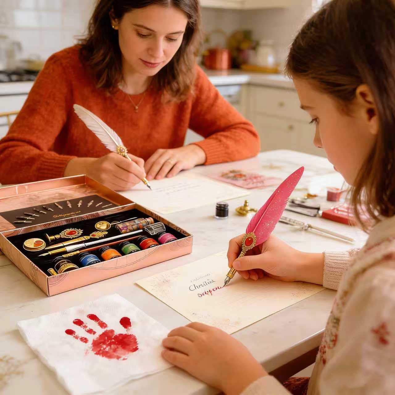 Calligraphy Pen Set Feather Pen & Ink Kit with Glass Pen and Wax Seal Stamp | For Beginners & Writing Enthusiasts | Valentine's Day Easter Anniversary Birthday Gift