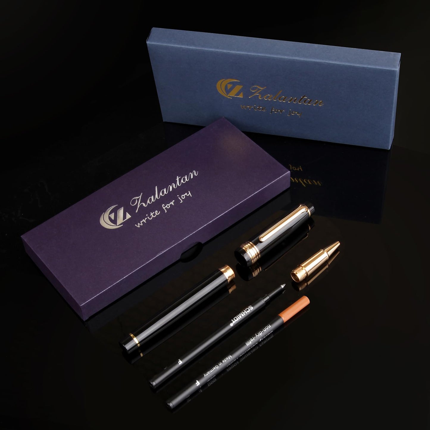 Luxury Rollerball Pen,Nice pen with 24K Gold Trim, Schneider Ink Refill, Professiona,Executive Office, Fancy Pens, Luxury pens with gift case for Men & Women with 1 Refill