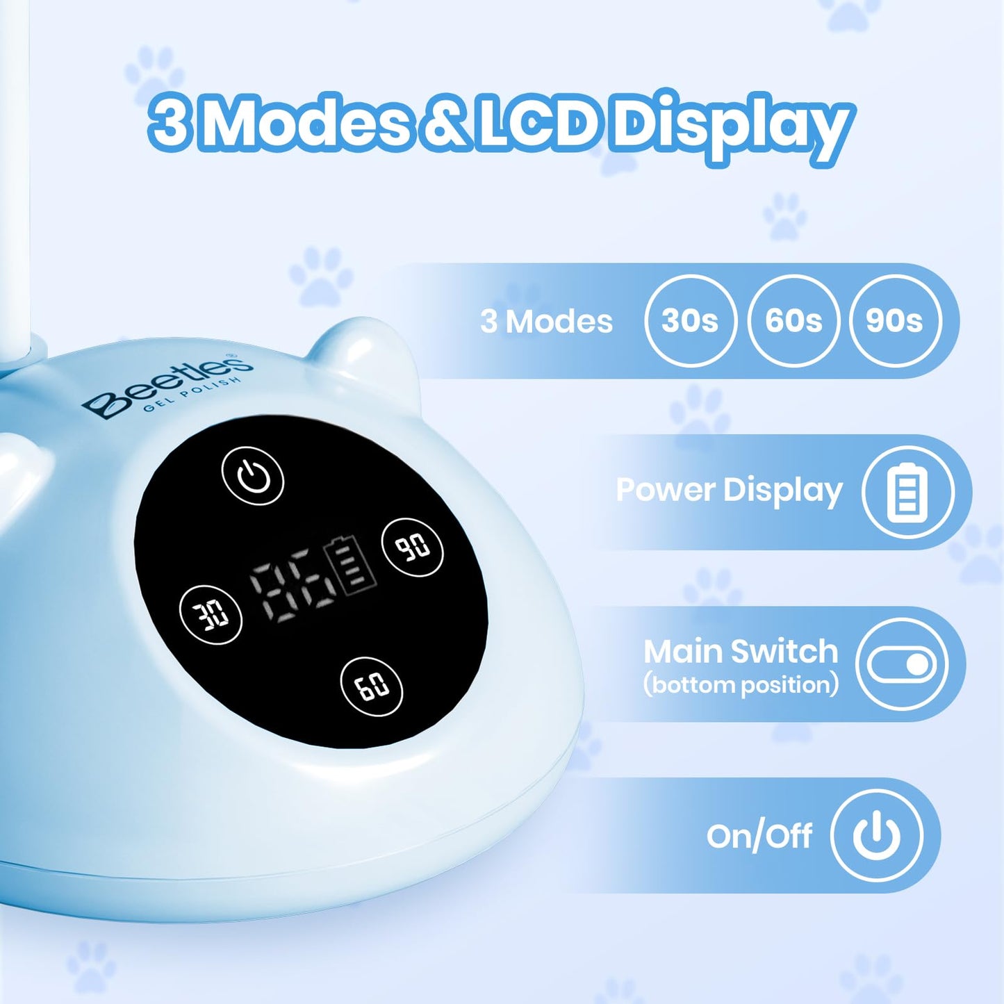 Beetles Gooseneck UV Nail Lamp - Meowgic BluePurr Mini LED Nail Light with 3 Timer and Countdown Display Flash Cure Lamp for Gel Polish Nails Glue Builder Gel Smart Sensor Cordless Nails Dryer