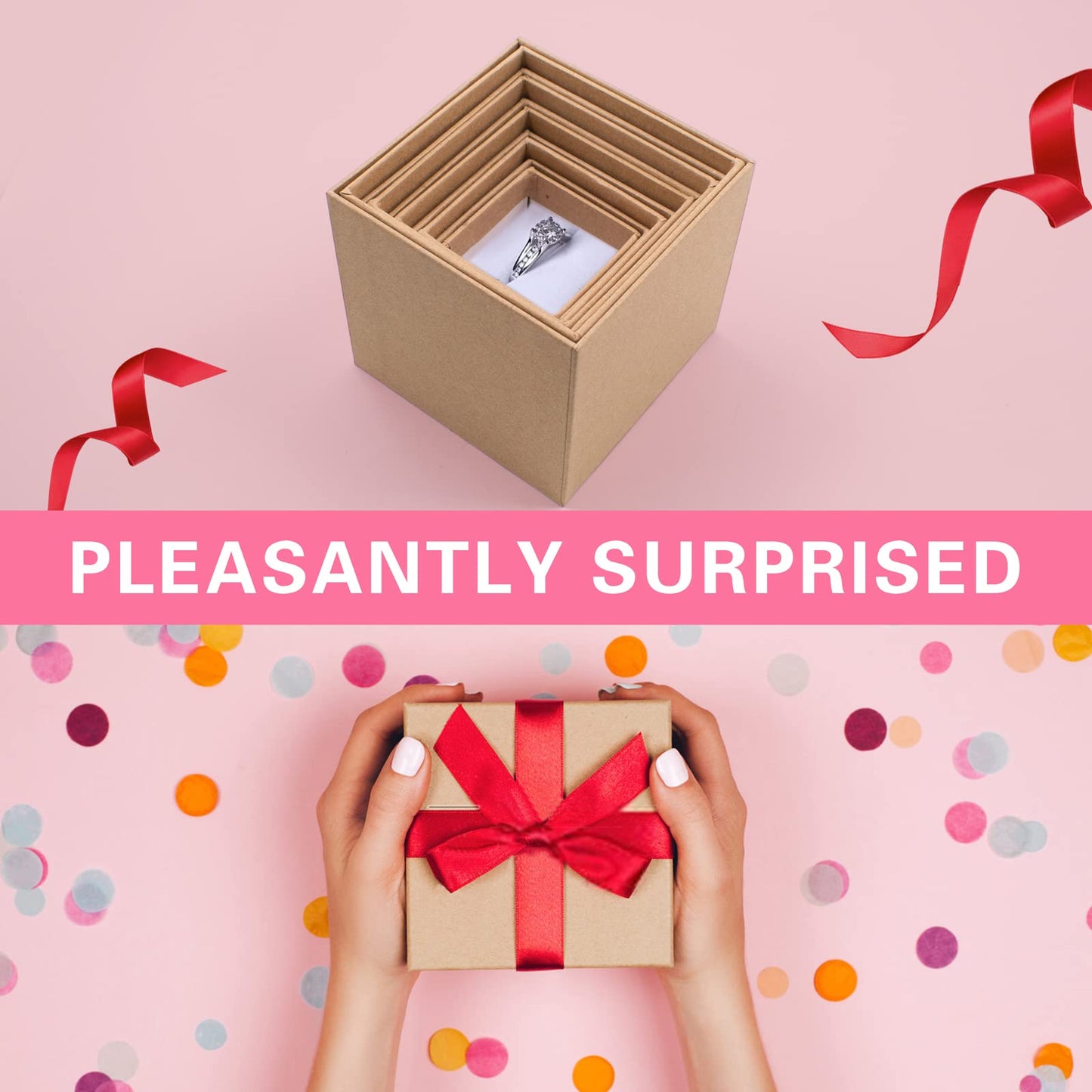 Nesting Gift Boxes Set Prank Gift Boxes Gift Wrap Boxes Surprise Box Small Square Kraft Paper Box Inside Box Gift Set for Christmas Halloween Birthday 10 Cartons No Lids (1.7-3.5 Inch), Brown