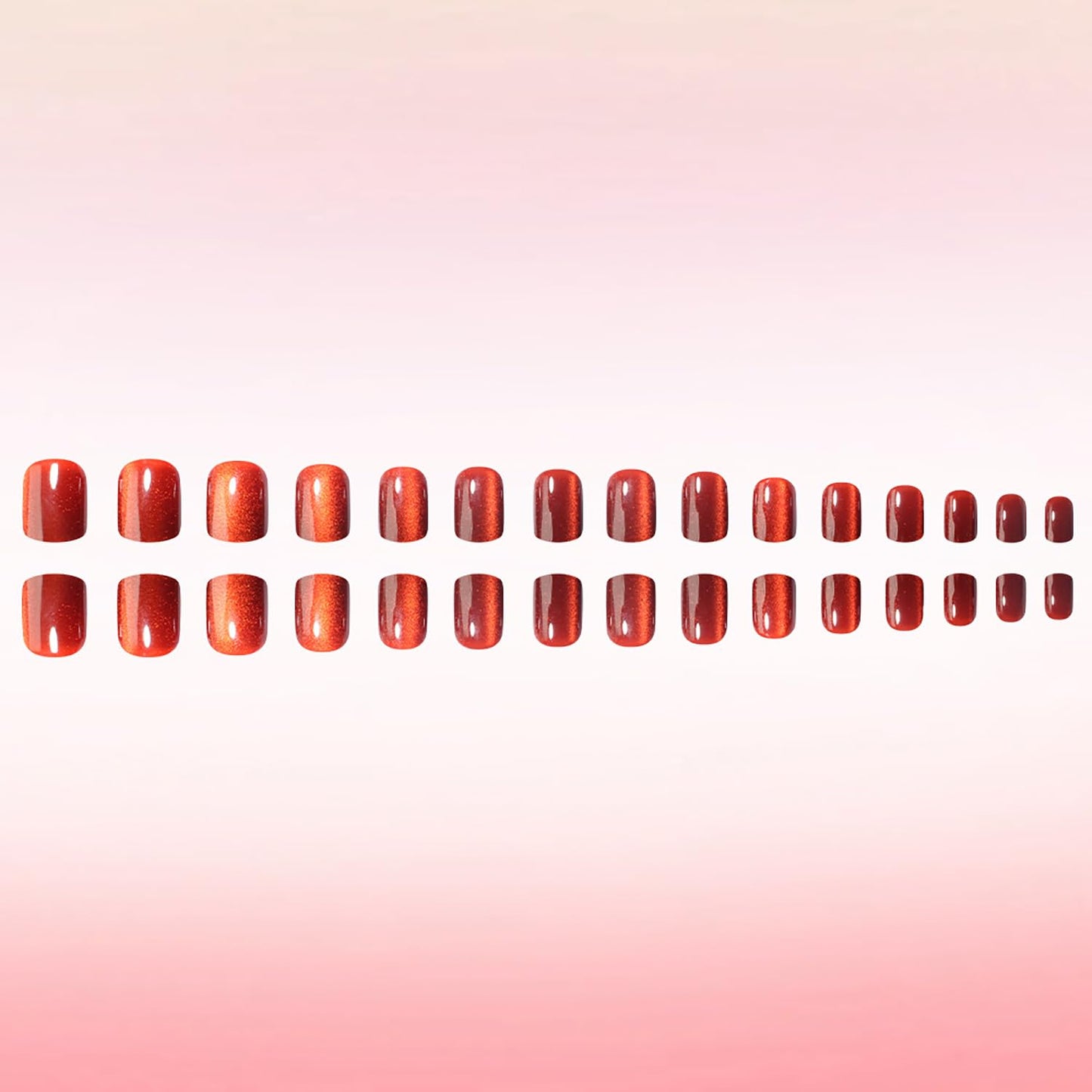 30Pcs Red Glitter Press On Nails Short Square Fake Nails Glitter Stick On Nails Press Ons Red Glossy Reusable False Nails Full Cover Artificial Glue On Nail For Women Nail Supplies
