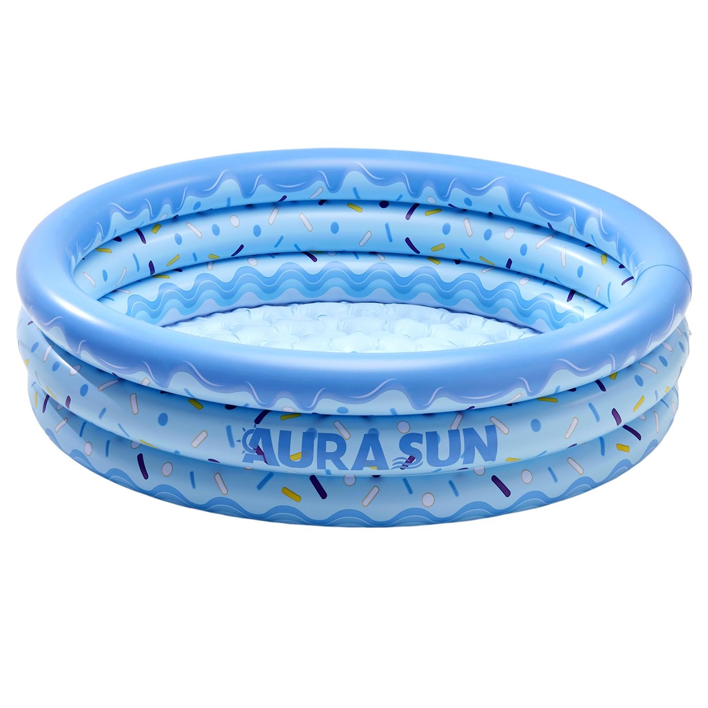 Inflatable Baby Pool Small Kiddie Swimming Pool, 3 Rings Round Pad Pool for Kids & Toddler, 48"X12" Portable Indoor Ball Pit Toys, Outdoor Water Play for Girl/Boy (Blue)