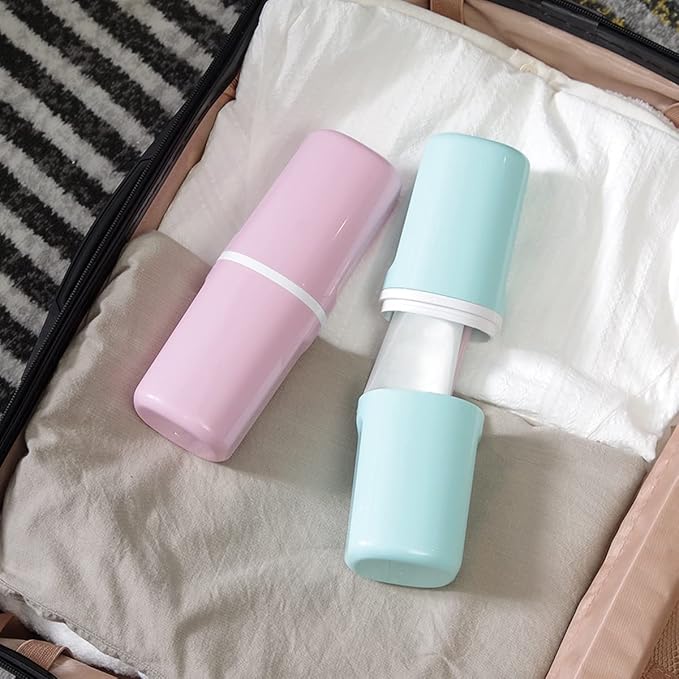 Toothbrush Travel case with 2 Packs Foldable Toothbrush .Portable Toothbrush Holders Travel for Camping Travel Business School Home (Blue)