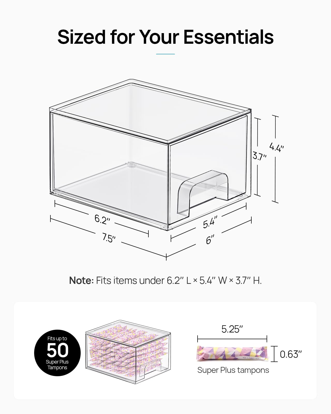 Vtopmart Clear Under Sink Organizer, 8 Pack Stackable Storage Drawers Set Designed to Fit Bathroom&Kitchen Under-Sink Organization