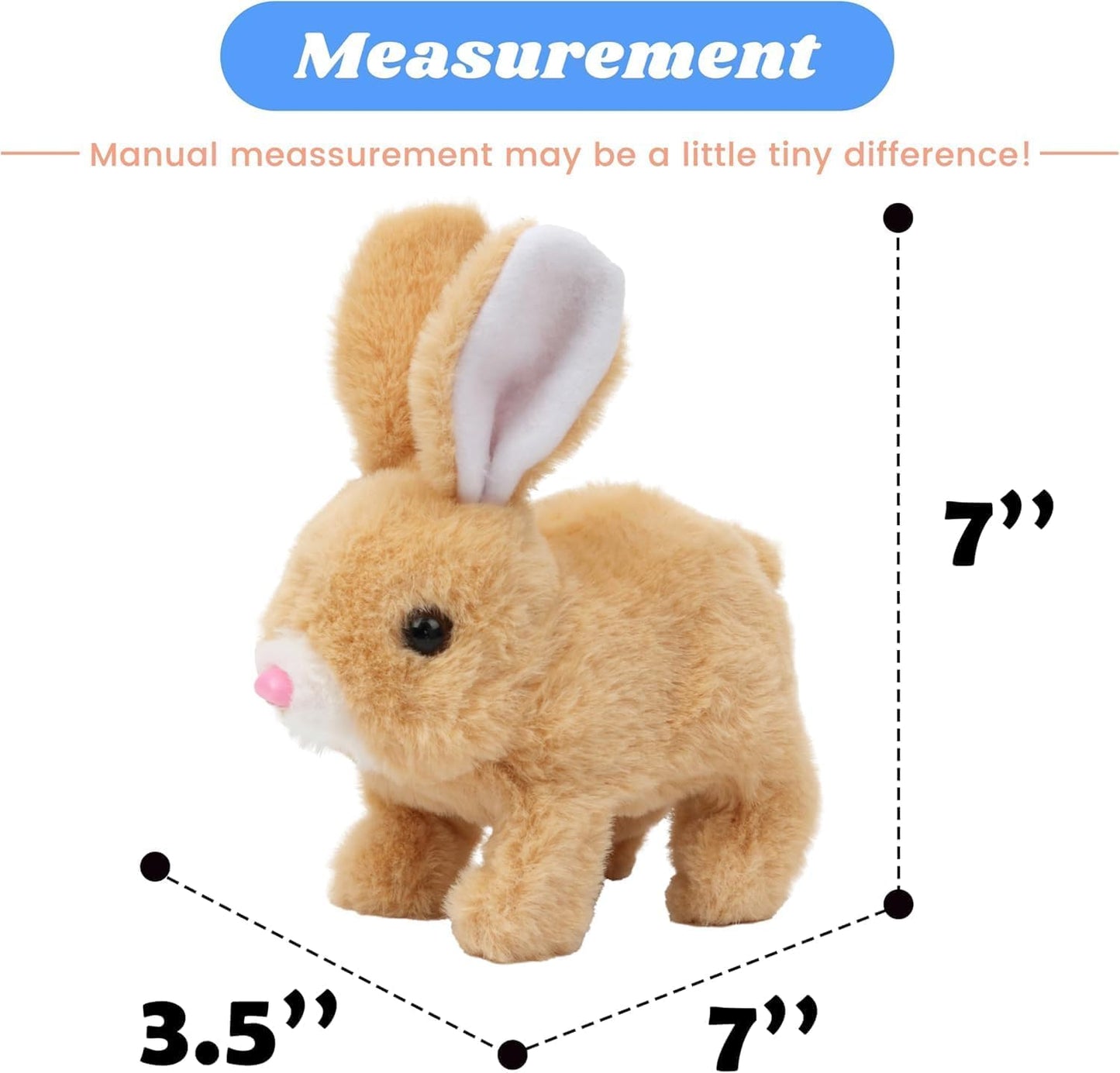 HOTKSOFT Easter Bunny Toy, Rabbit Interactive Hopping Electronic Pet Plush Bunny Toy with Sounds and Movements Animated Walking Wiggle Ears Twitch Nose (Brown+White)