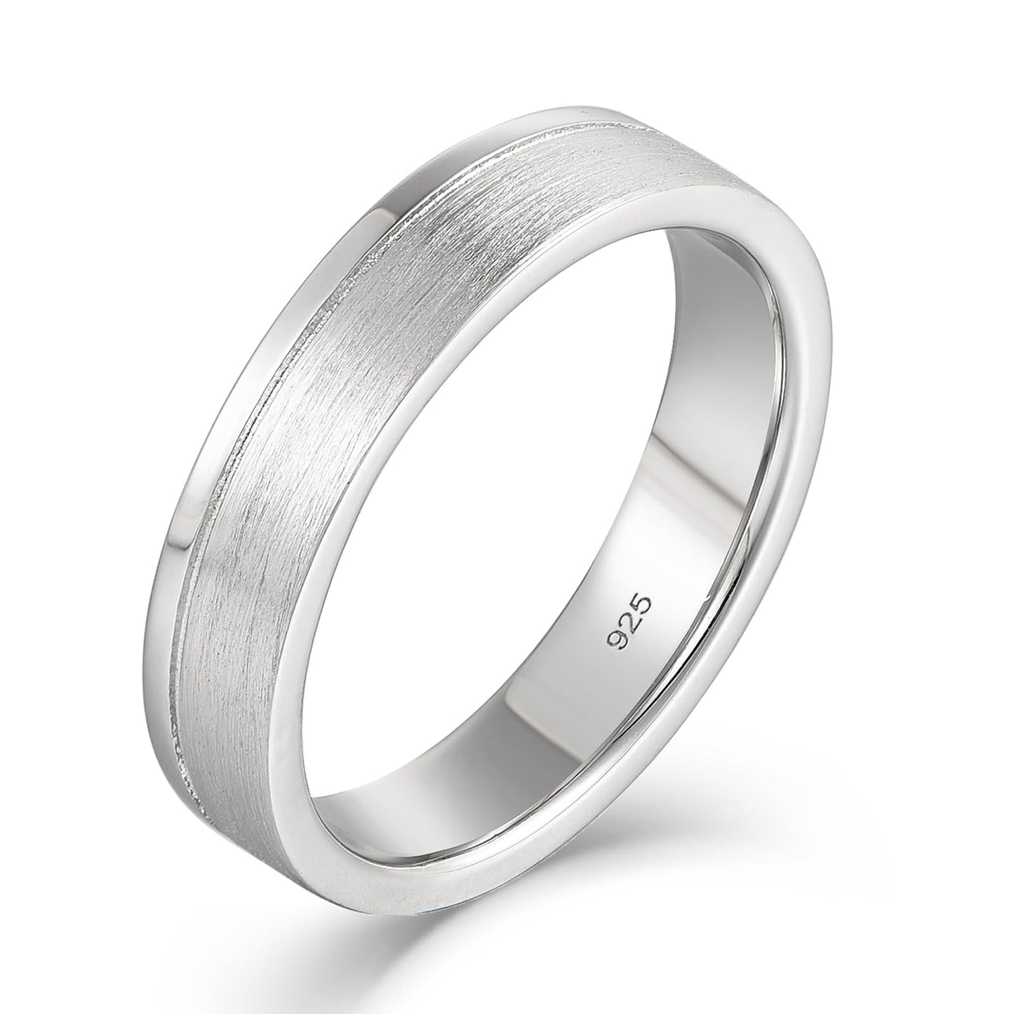 STARCHENIE Men's Wedding Band 925 Sterling Silver, 5MM, Brushed Matte Finish, Comfort Fit, Size 8