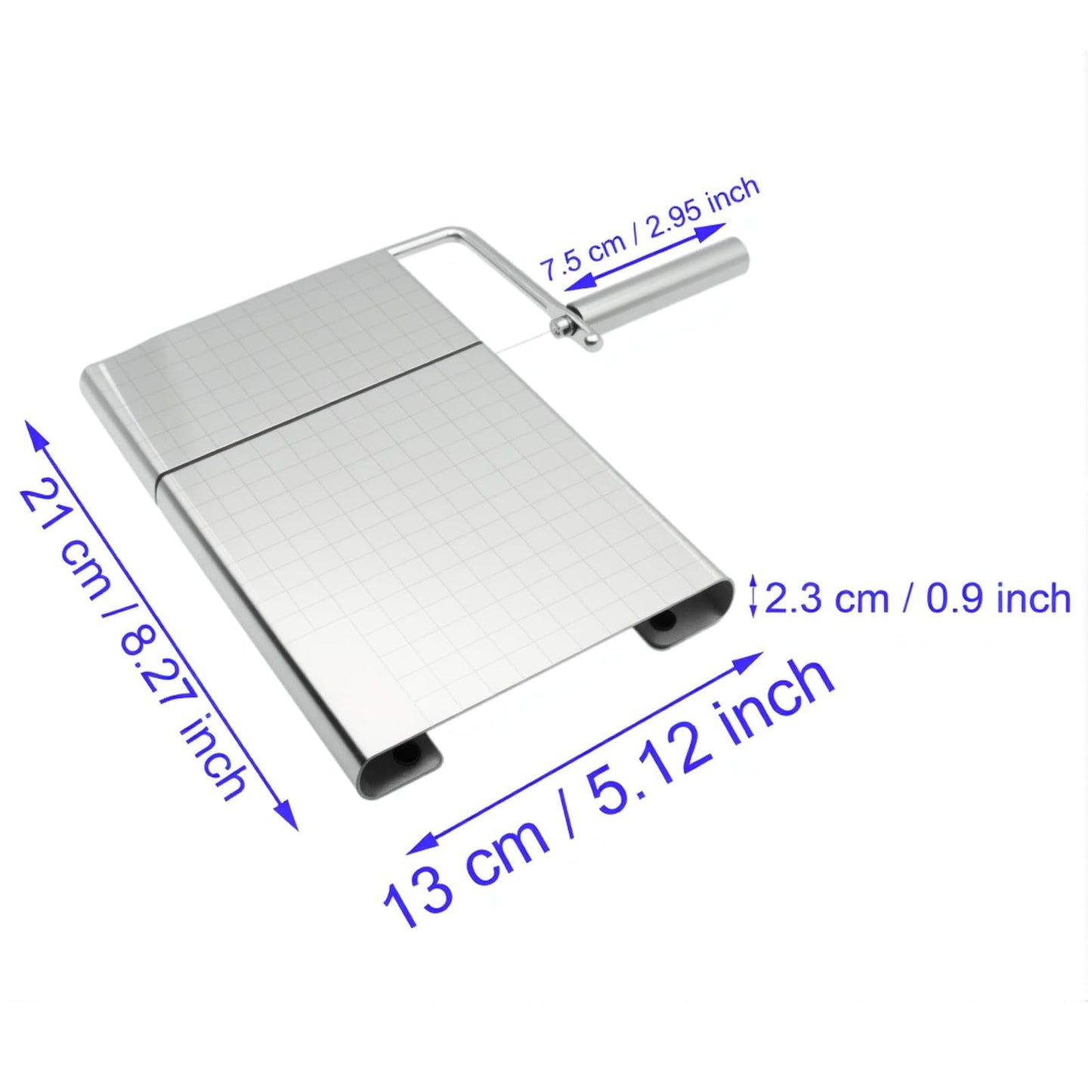 HAJXZH 1PCS Cheese Cutter Slicer Board Stainless Steel Block Cheese Slicer with Grid Scale Lines and Replacement Wires