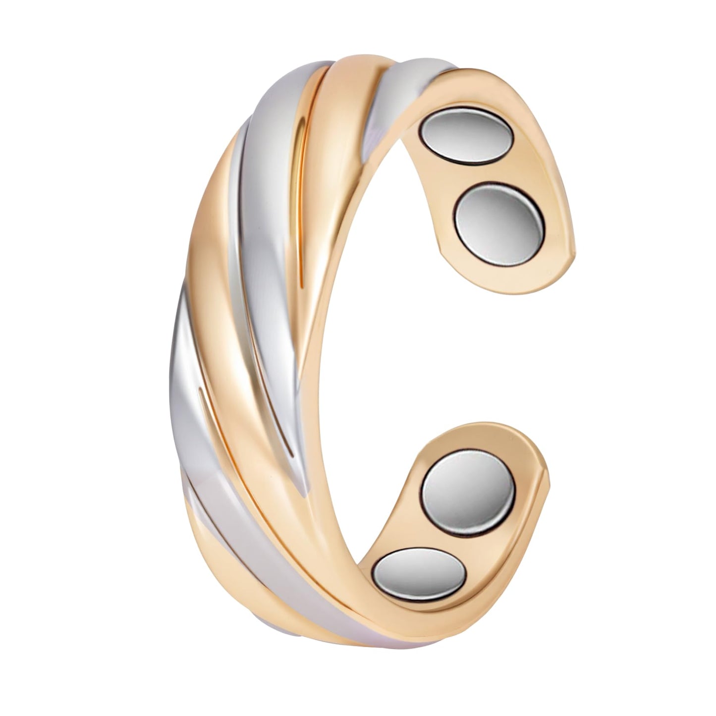 MagSølv Copper Rings for Women, Pure Copper Adjustable Magnetic Ring, Two-Tone Gold Jewelry