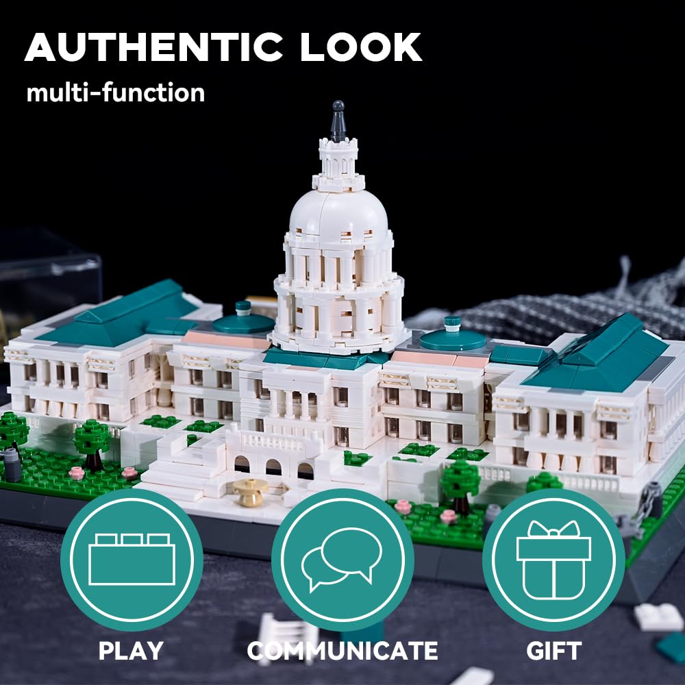 ArtorBricks Architectural United States Capitol Building Collection Building Set Model Kit and Gift for Adults (1074 Pieces)