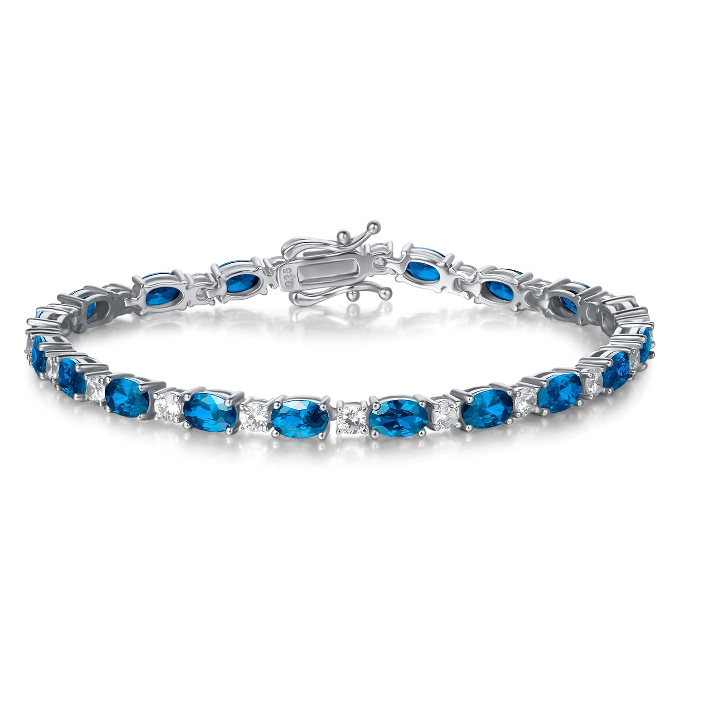 FANCIME December Birthstone Bracelets Sterling Silver Created Topaz Tennis Bracelet Fine Birthday Jewelry Gift for Women 7"