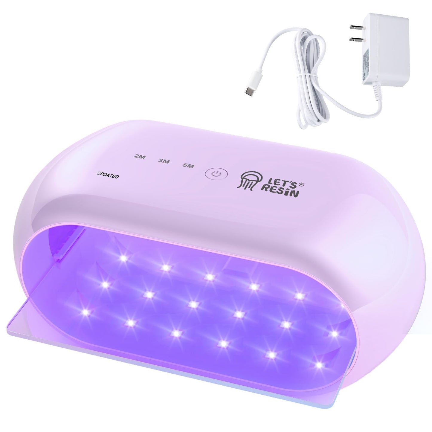 LET'S RESIN UV Light,Two-Sided Longer time Setting(2m,3m,5m) UV Lamp with Single Head Adapter, Large Size 36 Beads LED Light for Resin Curing, Resin Molds,DIY Craft Decor(Purple)