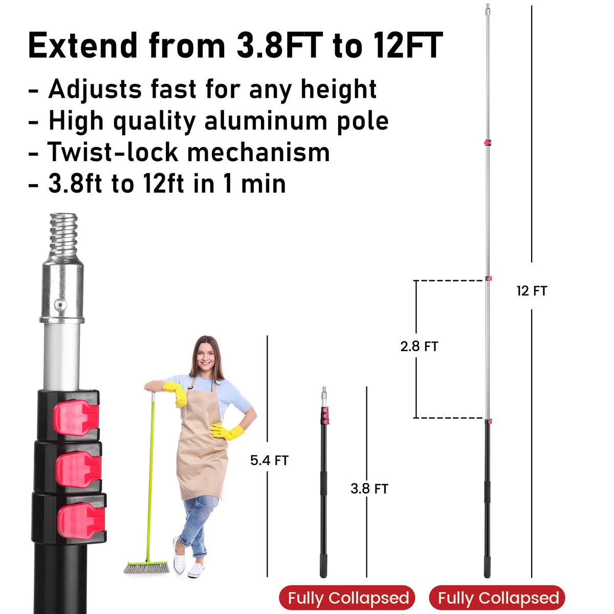 12 FT Telescoping Extension Pole