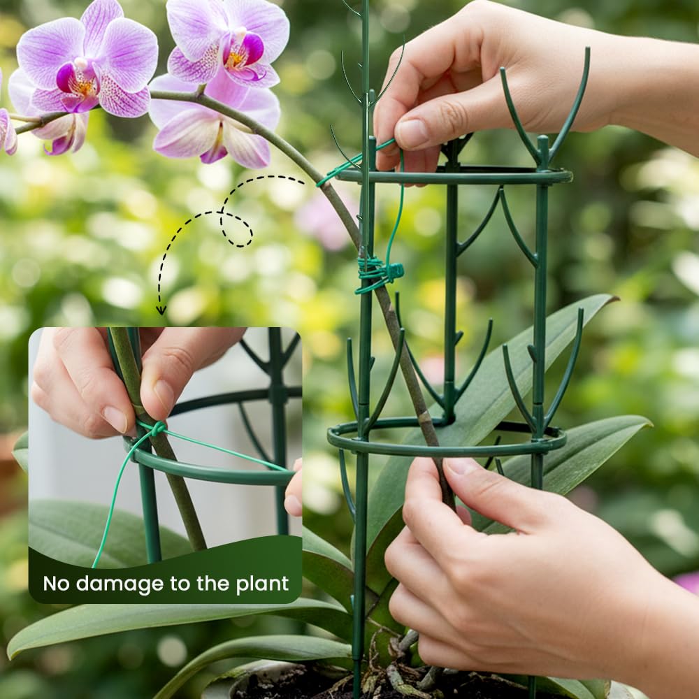 Plant Support Stakes, 9 Pack Plant Stakes for Indoor Plants, Stackable 3 Tier Durable Trellis Garden Poles for Outdoor Gardening, Plant Support Structures for Monstera Climbing Plants (Green-9Pack)