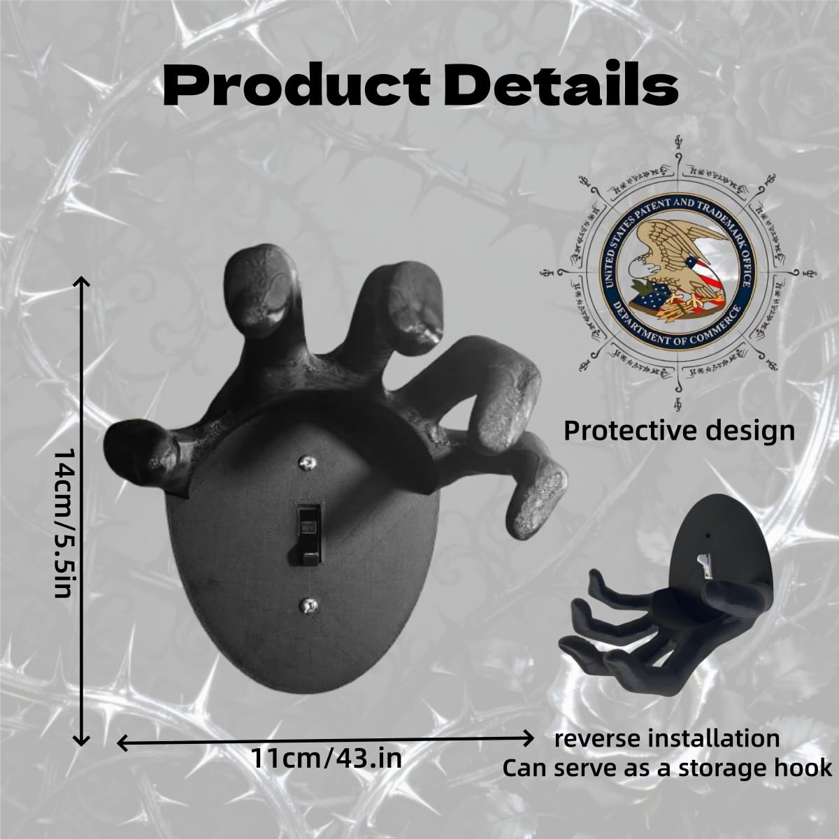 Gothic Light Switch Covers，funny light switch cover ，3D Material Wall Panel Cover，Suitable for bedroom, living room, kitchen Halloween decorations