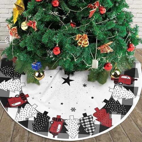 Snow Christmas Tree Skirts 48", Xmas Trees Cloth Mats Trees Skirts for Decor Gift, Home Decoration