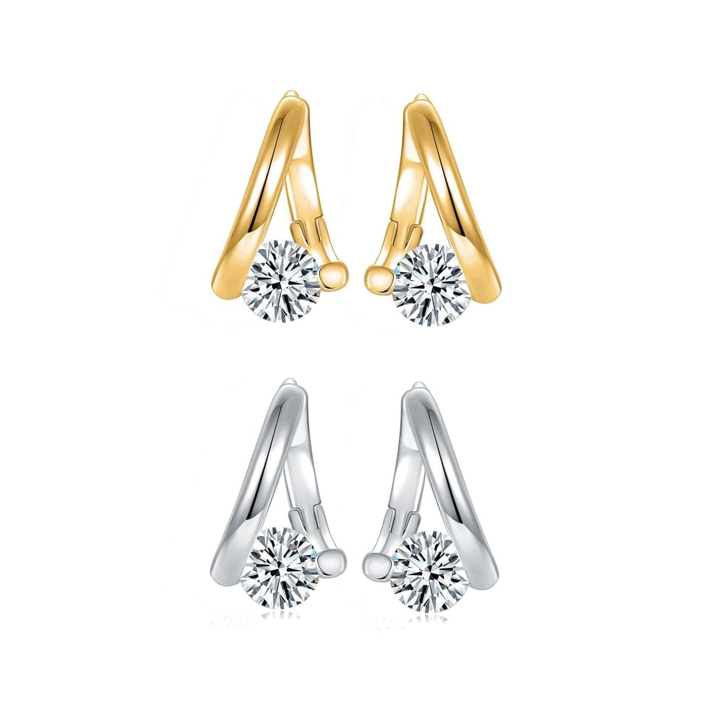 GLMOCM Lymphvity Germanium Hoop Earrings: Gold+Silver, Copper, Zircon, Lymphatic Drainage, 2PC