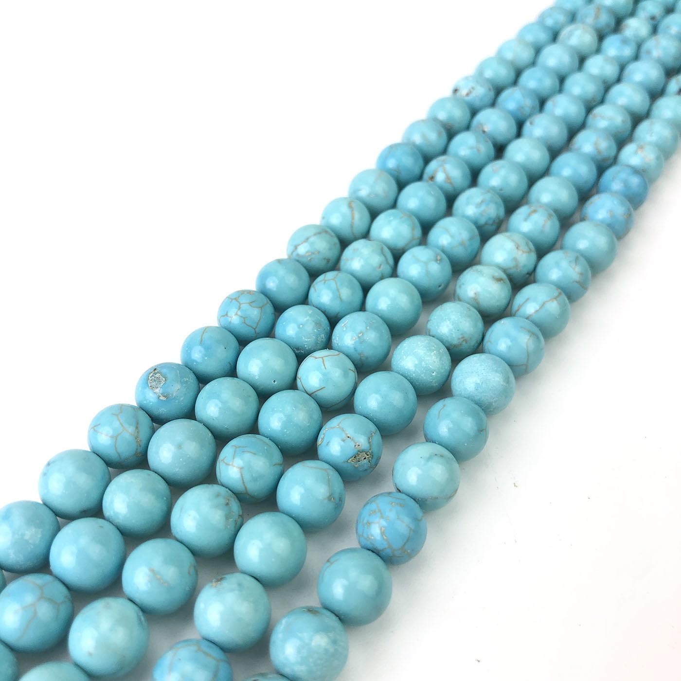 6mm Blue Turquoise Beads Round Gemstone Loose Beads for Jewelry Making (60-64pcs/strand)