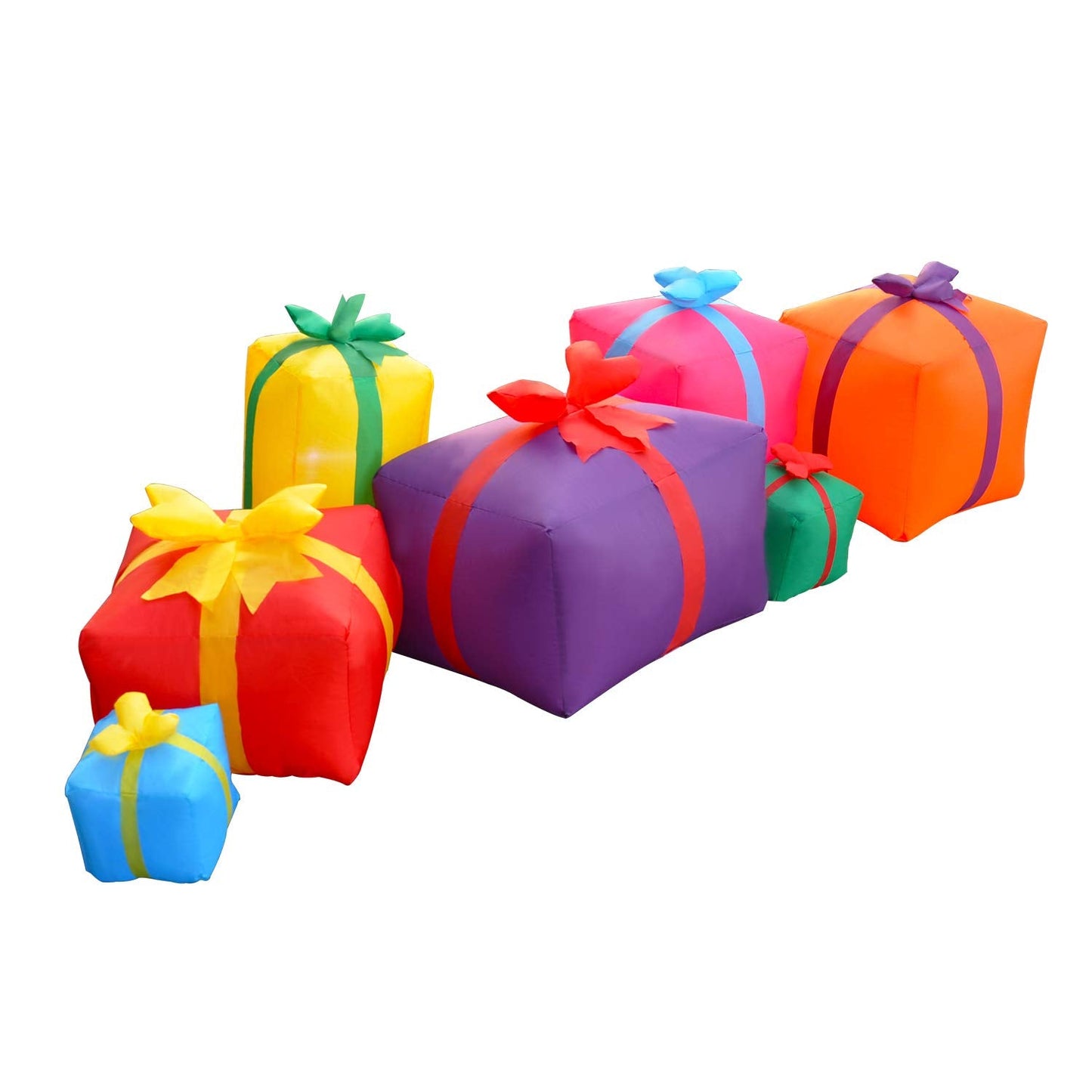 SEASONBLOW 6 Ft LED Light Up Inflatable Christmas 7 Gift Boxes Lantern Decorations for Indoor Outdoor Yard Garden Lawn Holiday Party