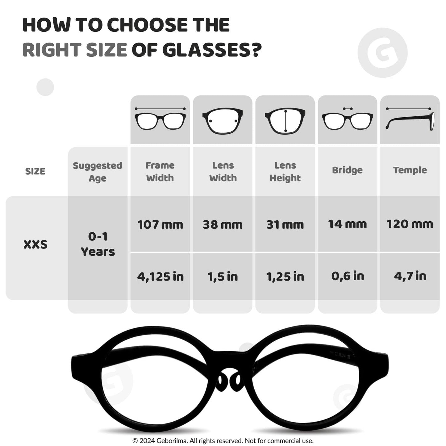 Geborilma Cute Baby Glasses 0-6 Months - XXS Round Infant Glasses with Strap - Clear Lens Newborn Spectacles