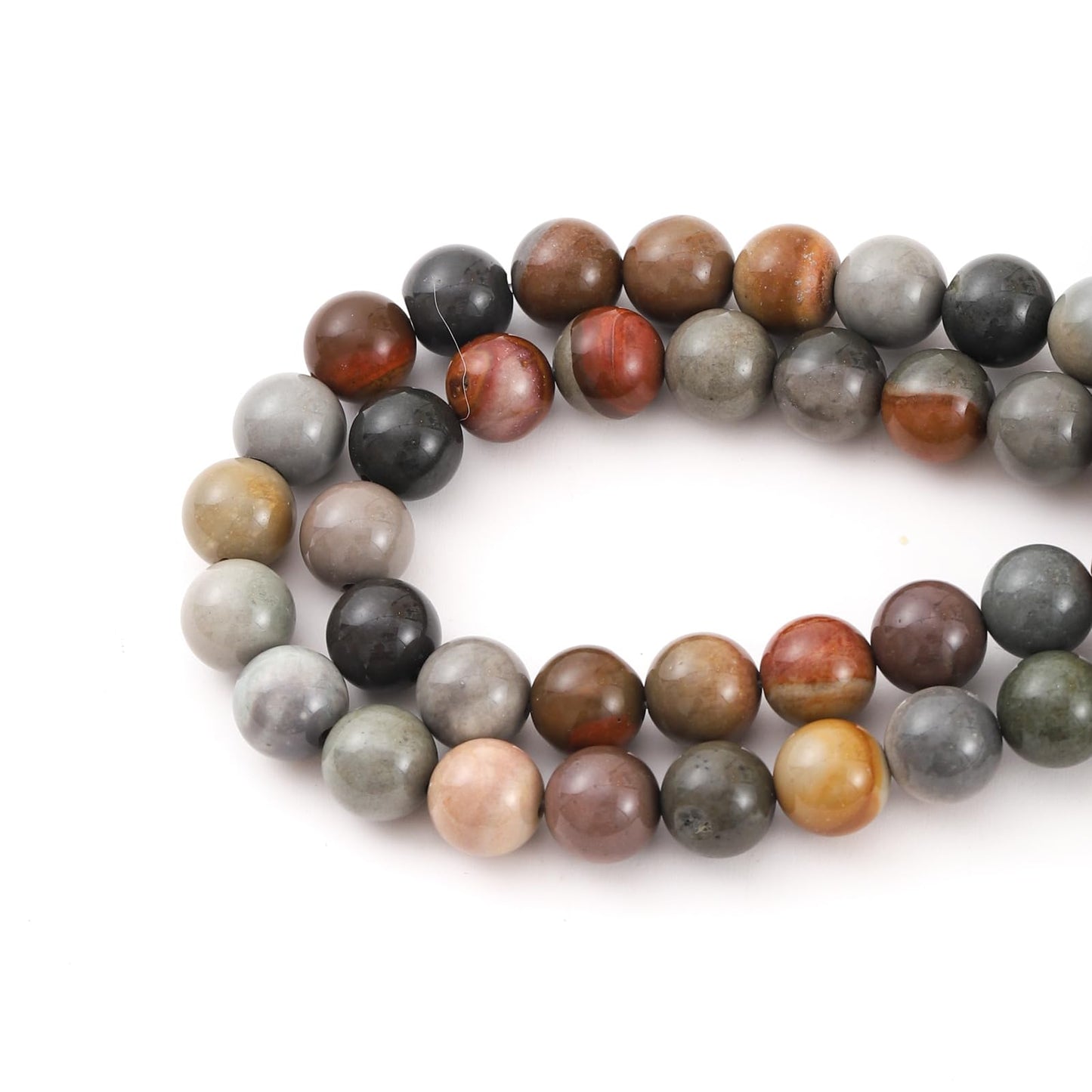6mm 60pcs DIY Natural USA Picture Stone Beads Round Healing Crystal Gemstone Loose Beads for Jewelry Making Handmade Bracelet Necklace