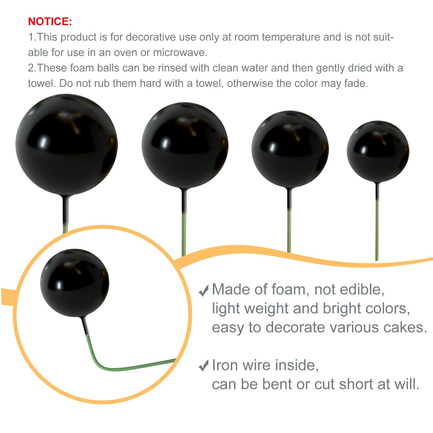 NEBURORA 60 Sheets Black Tissue Paper Bundles 64 Pcs Balls Cake Toppers and Leaves Decoration for Halloween Party,Blcak Party Decoration