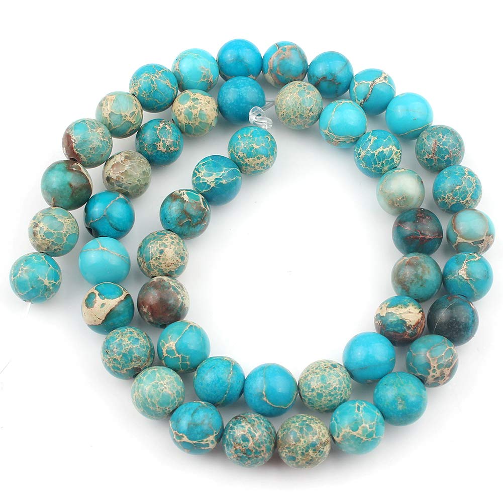 Song Xi Light Blue Sea Sediment Natural Stone Beads for Jewelry Making - 6mm Gemstone Beads