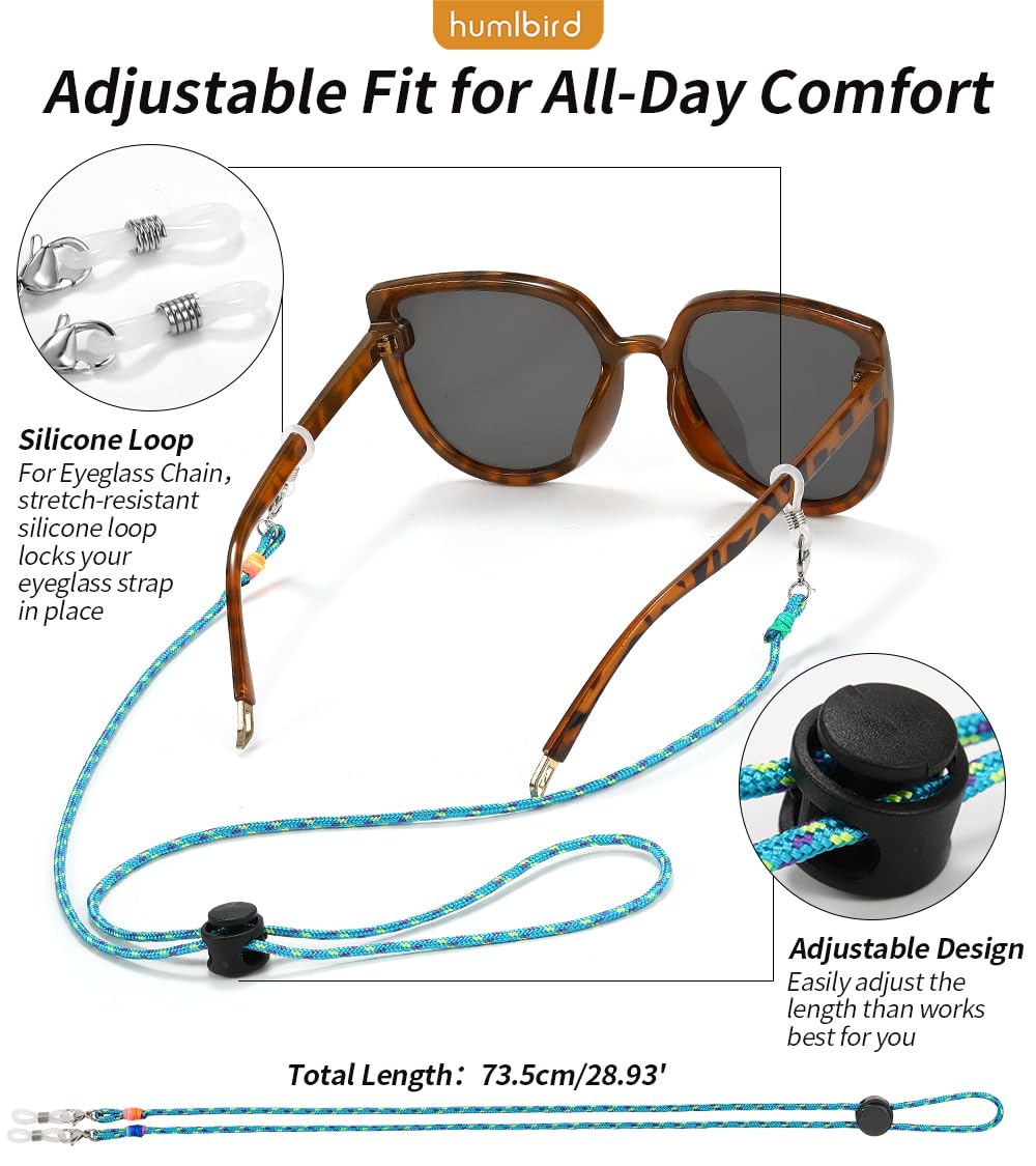 humlbird Glasses Strap Eyeglass Holder Strap for Eyewear Eye Glass Chain for Women Blue