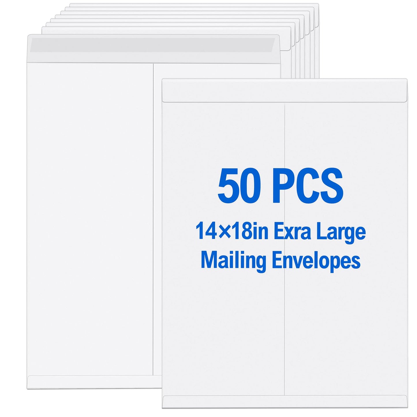 Motipuns 50 Pcs 14'' x 18'' Extra Large Mailing Envelopes 32lb with Gummed Flaps, Catalog Jumbo Craft Envelopes for Mailing, Storage and Organizing Documents Office Supplies(White)