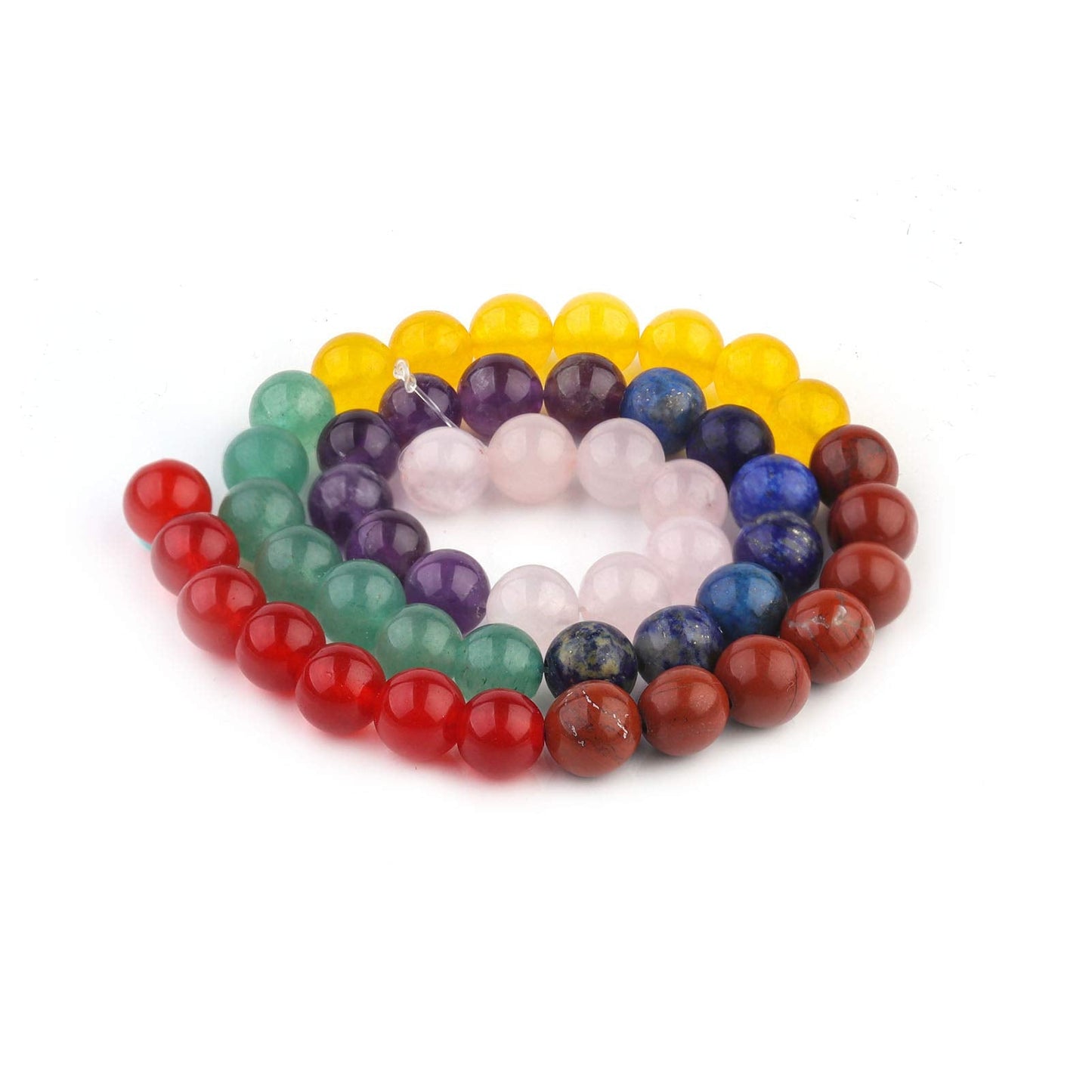7 Chakra Gemstone Beads 8mm Polished Round Smooth Natural Chakra Stone 49pcs Healing Crystals and Stones for Jewelry Making Crafting 15Inch(7 Chakra Stone,8mm)