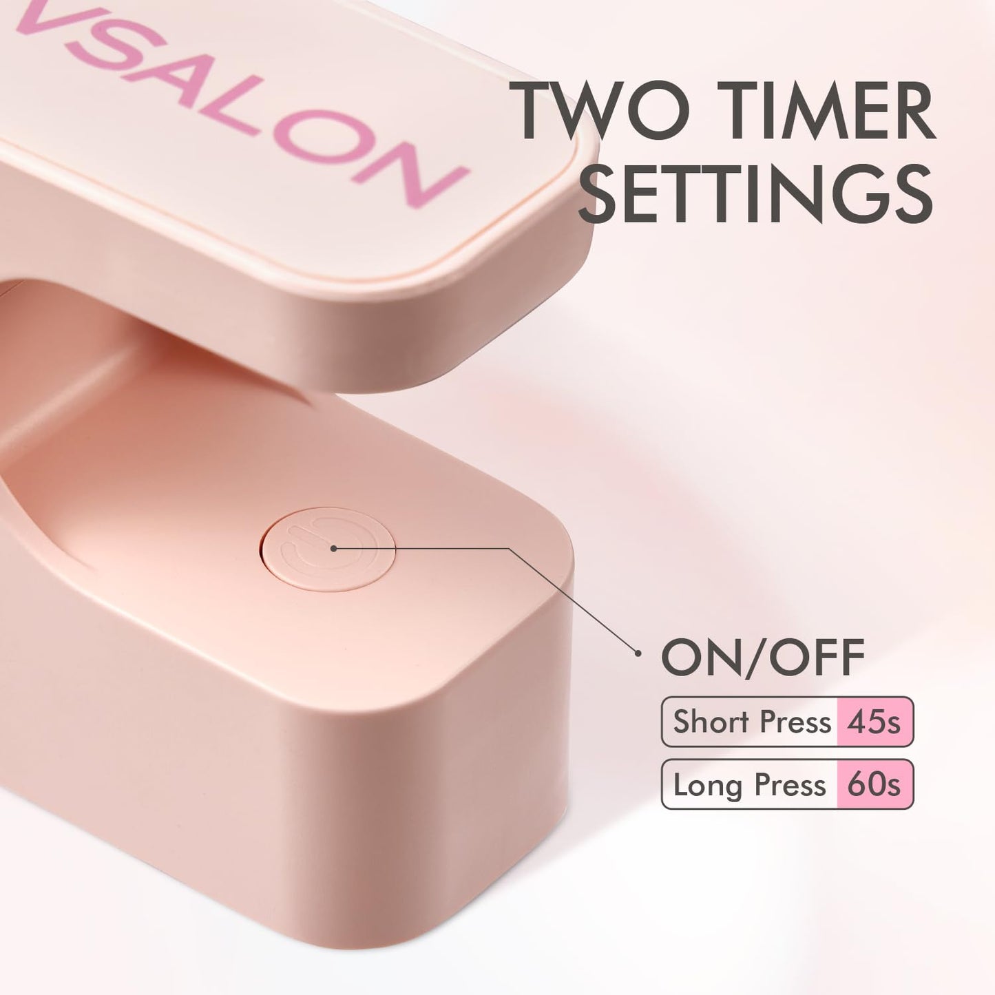 VSALON Press On Nails Short Almond, Shimmer White Opaque Fake Nails & Lamp