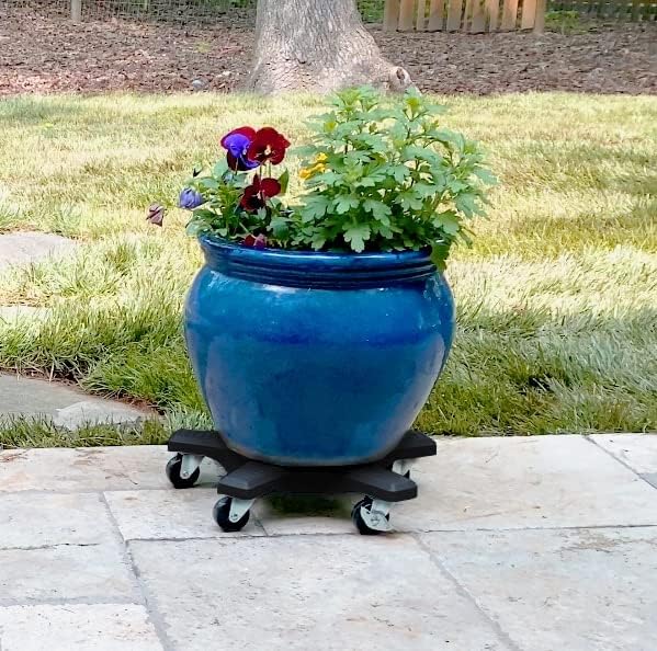 Bosmere 16" Plant Caddie - Heavy-Duty Rolling Plant Stand with Locking Wheels, 500 lb Capacity – Durable Plant Caddy for Indoor/Outdoor Use, Charcoal