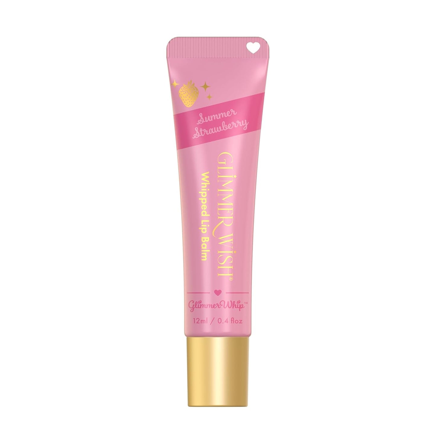 Glimmer Wish Glimmer Whip Hydrating Lip Balm – Organic Castor & Jojoba Oils, Shea & Cocoa Butters – Vegan, Non-Toxic, Moisturizing Lip Care (Summer Strawberry)
