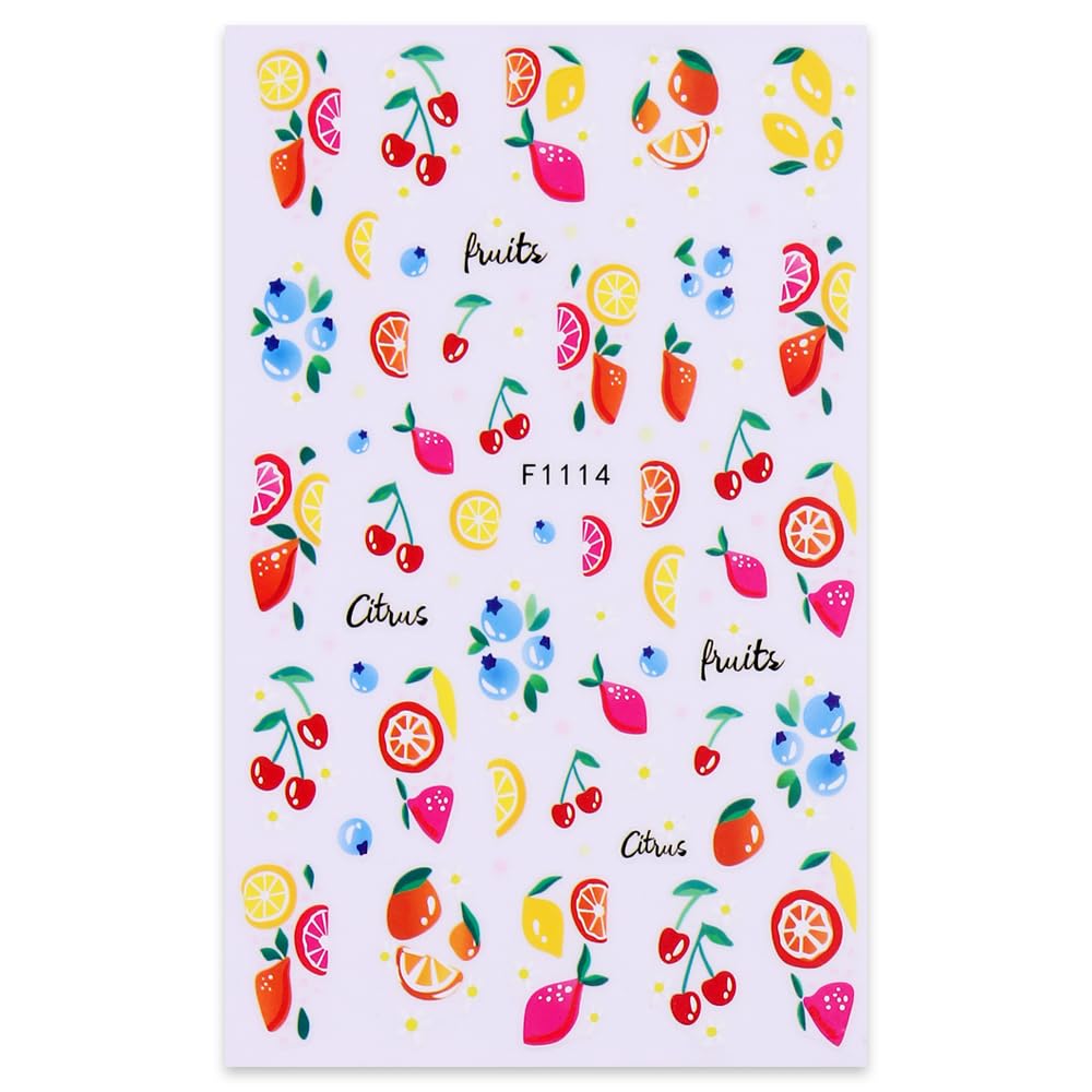 SIMAYKUWA Nail Stickers for Women with Cute Patterns (Colorful Cake and Fruits)