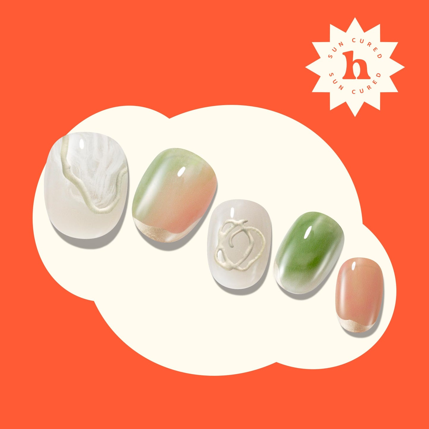 Heyhae Semi Cured Gel Nail Strips | No LED Lamp Needed | Marble, Glitter, Spring | Easy Apply & Remove, Salon Quality |Includes 28 Strips, 1 Prep Pads, Nail File & Wooden stick- Hey, Chase Your Dreams