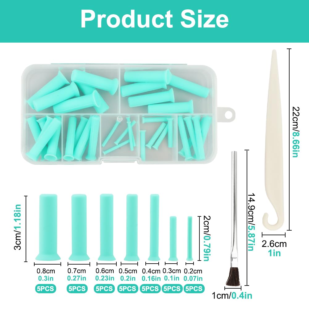 Resin Hole Maker Tool Set, 37PCS Silicone Tools in 7 Sizes (2-8 mm) for Epoxy Resin, Flexible Durable Kit with Slicer and Brush for Jewelry, Keychain, Pendant and DIY Crafts