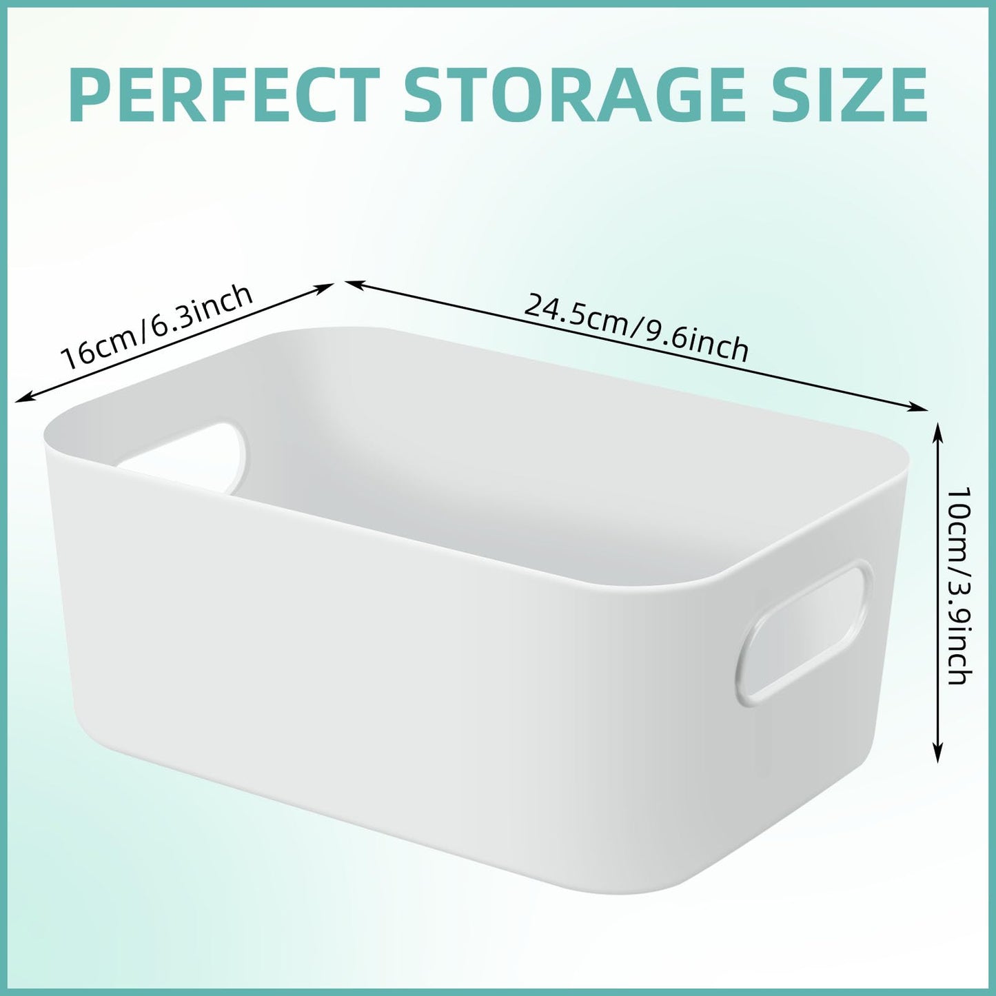 Geetery 12 Pieces Plastic Storage Bins Basket with Handles Toy Organizers and Storage Bins for Home Cupboard Kitchen Bathroom Office Pantry Organization (9.6 X 6.3 X 3.9 Inch,White)