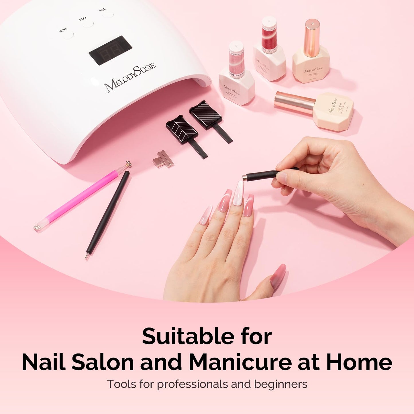 MelodySusie Nail Magnet Set, 21PCS Cat Eye Gel Nail Polish Magnets, Round Square Double Ended Magnet Stick, Cat Eye Magnet for Nails, Strong Magnetic Nail Polish Magnets Nail Design Tools