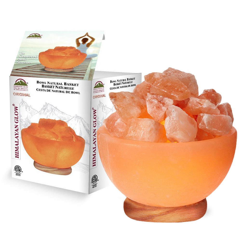 Himalayan Glow 1326 Natural Pink Salt Bowl Night Lamp with Crystal Salt Chunks