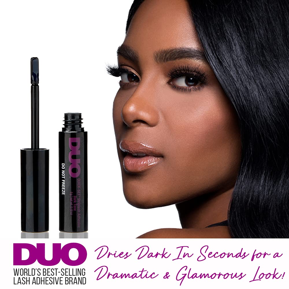 DUO Quick-Set Strip Lash Adhesive - Dark Tone, Quick-Drying, Long-Lasting, Water-Resistant Lash Glue for Strip & Individual Lashes, 0.18 oz, 1-Pack