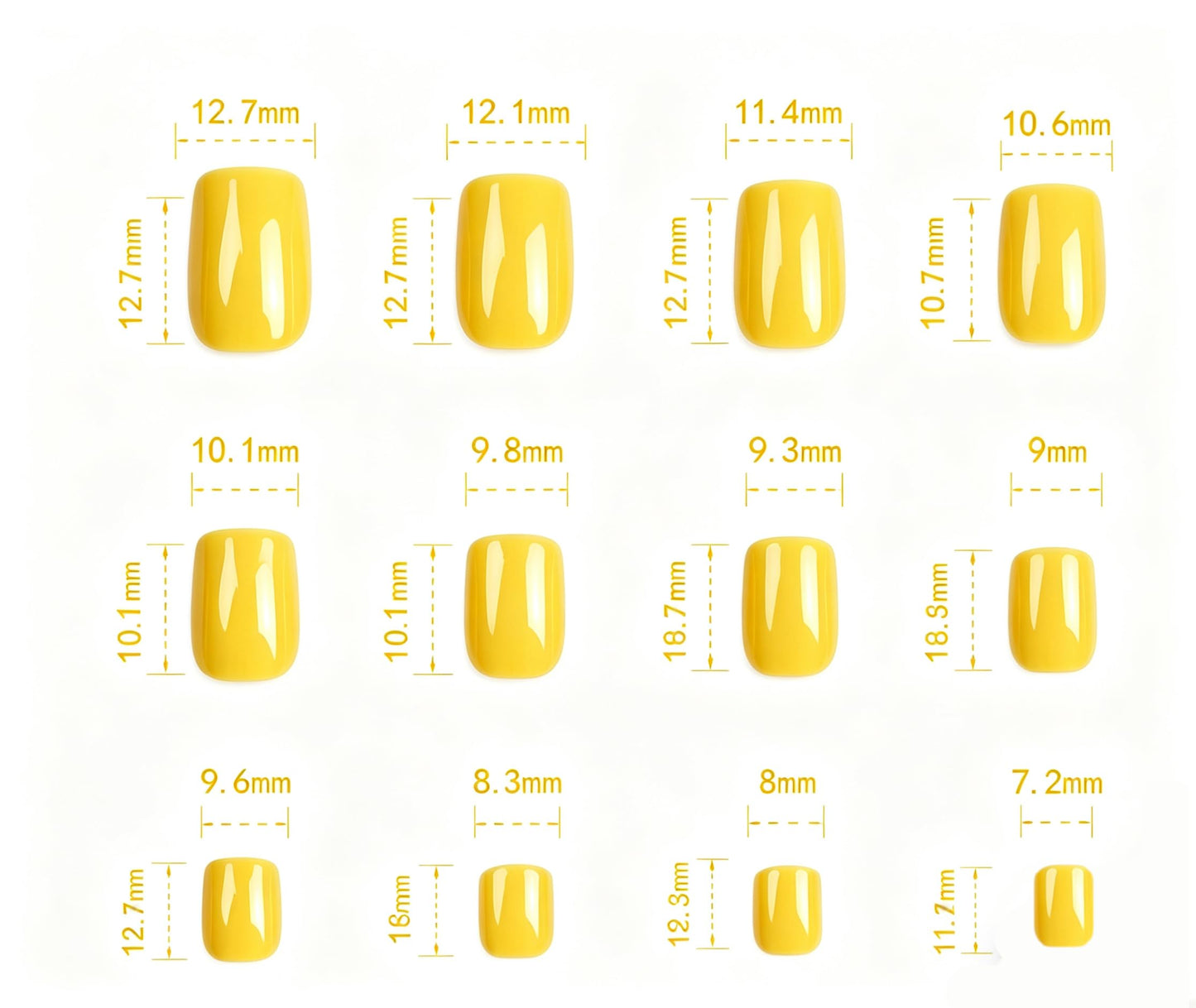 C.Z.Z.T.T.NAILS press on nails Summer Sunshine Yellow Square Round Wearers | Energizing Fingertip Light Up Your Moments