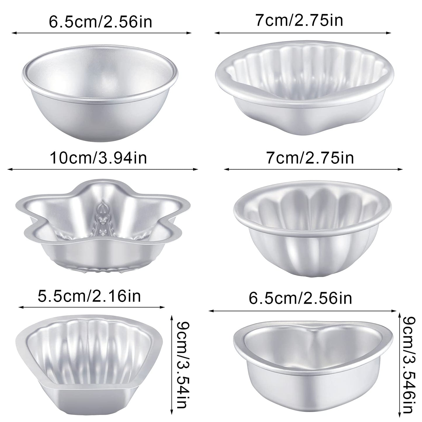 Patelai 12 Pcs Bath Bomb Molds 6 Shapes Metal DIY Bath Bomb Making Crafts Crafting Press Mould for Handmade Soaps Candle Cake Ice Cream Baking Handicrafts Making Supplies