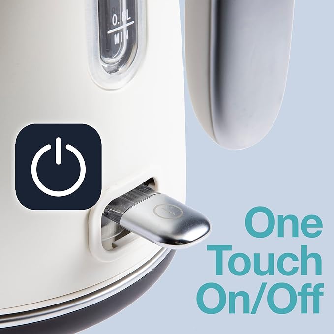Rae Dunn Electric Hot Water Kettle - Stainless Steel Coffee Maker, Tea Kettle, Swivel Base, With Automatic Shut Off Boil-Dry Protection, Easy Pour Pitcher, 1500 Watt Boiling Power, 1.7 Liters, Cream
