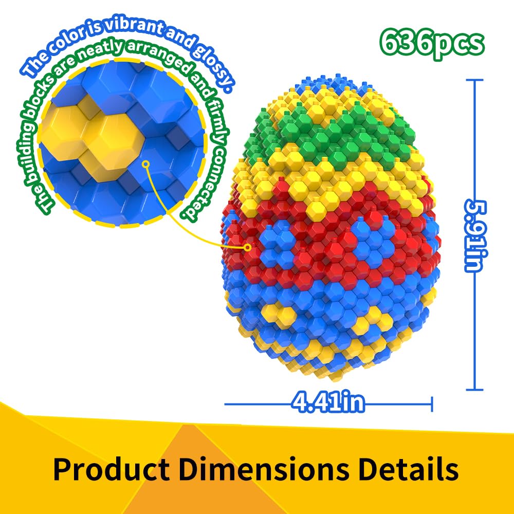 KADELE Easter Egg Building Animal Sets, Extremely Challenging STEM Building Blocks Decor for Adults Kids, Micro 3D Educational Toys for Boys Girls Ages 14 and Up 636 Pieces